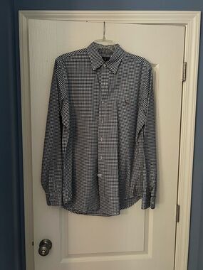 Men’s Ralph Lauren long sleeve button down slim fit shirt, black/white, L